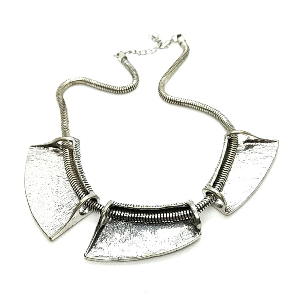 Three Piece Silver Statement Necklace - image 4